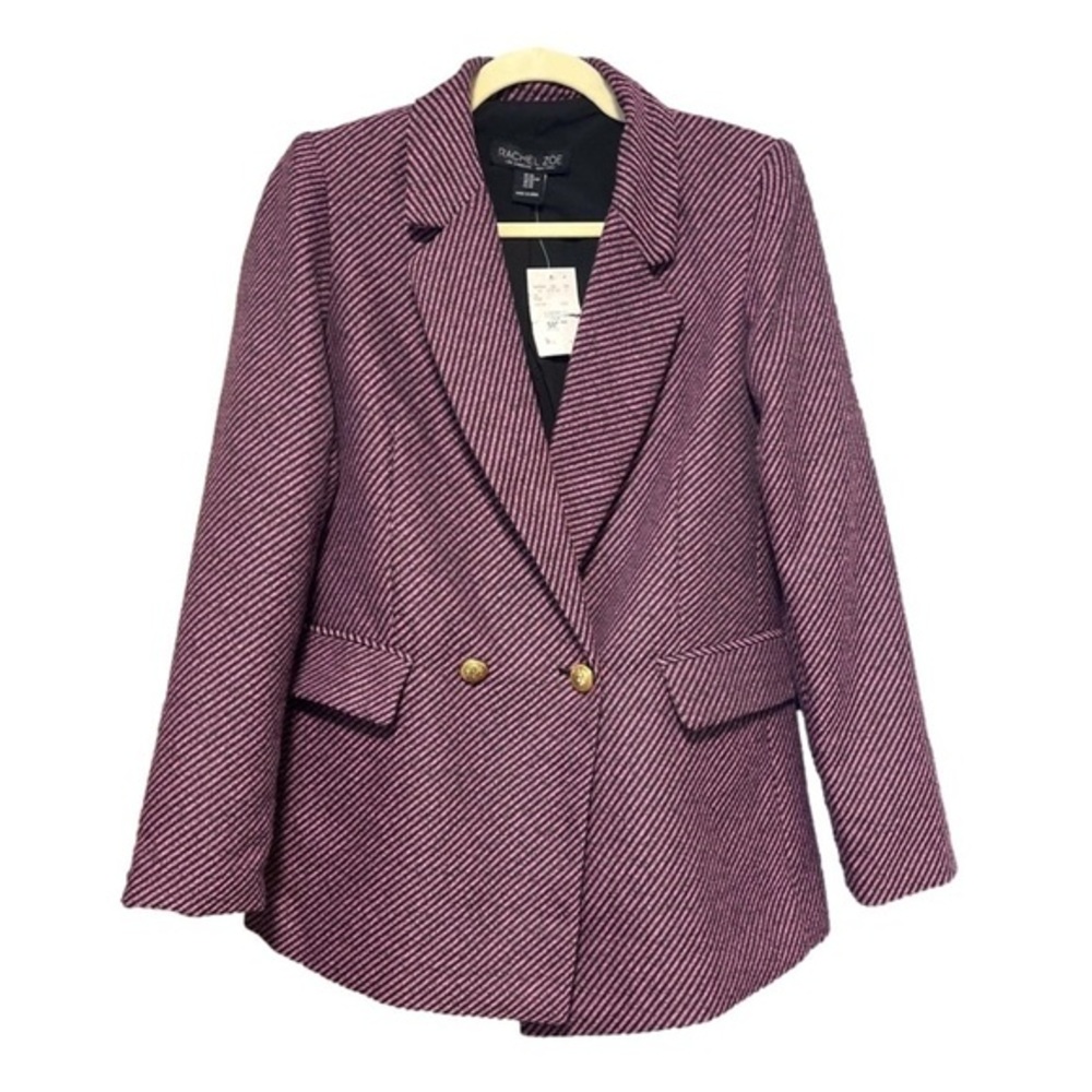 ⭐️ NWT- Rachel Zoe diagonally striped double breasted blazer- size XS